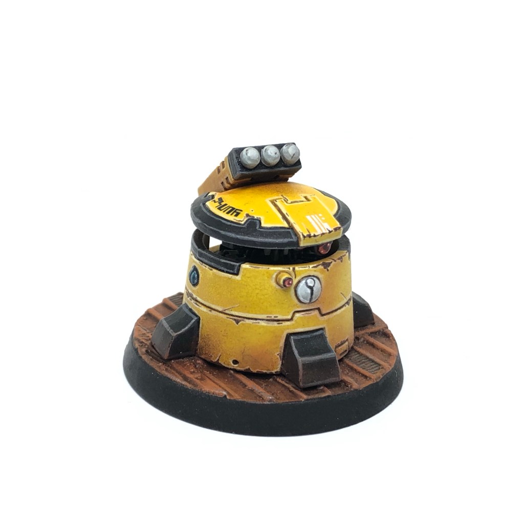 Yellow T’au Kill Team Pathfinder DS8 Tactical Support Turret front